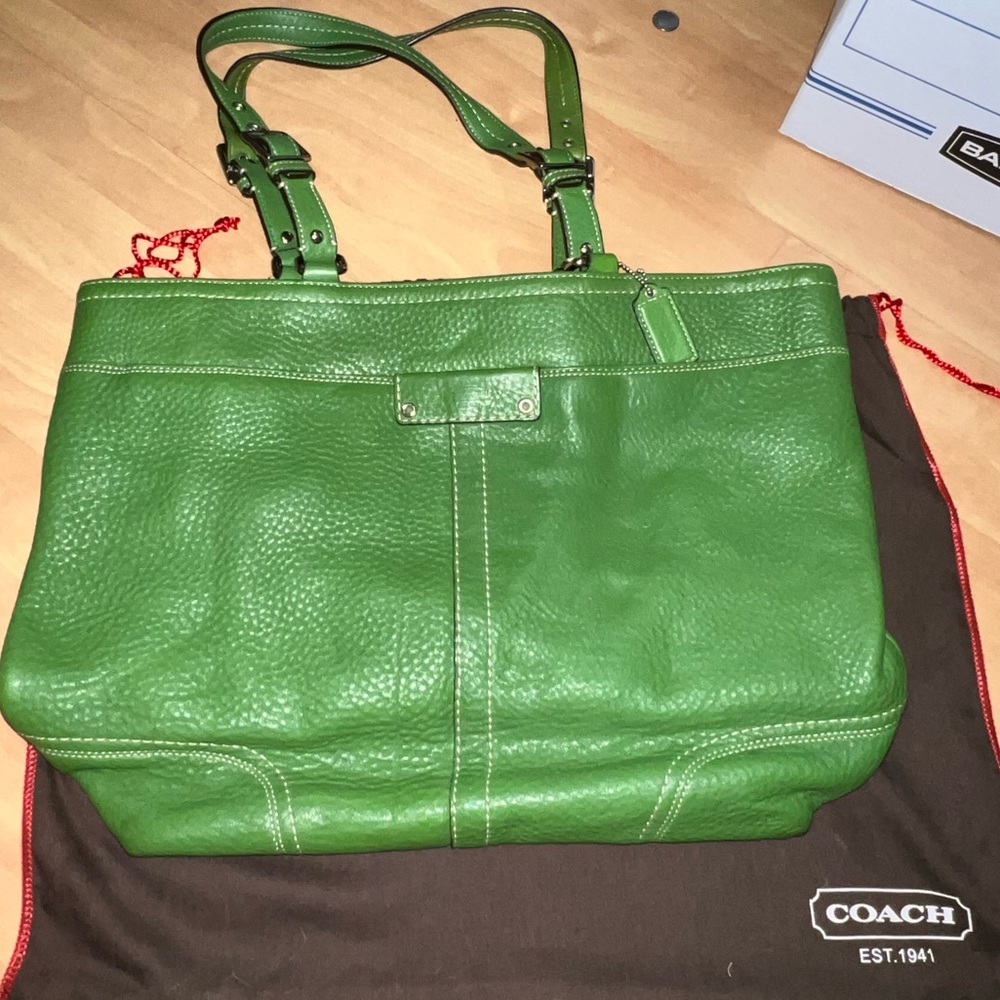 Coach Green Pebbled Leather handbag